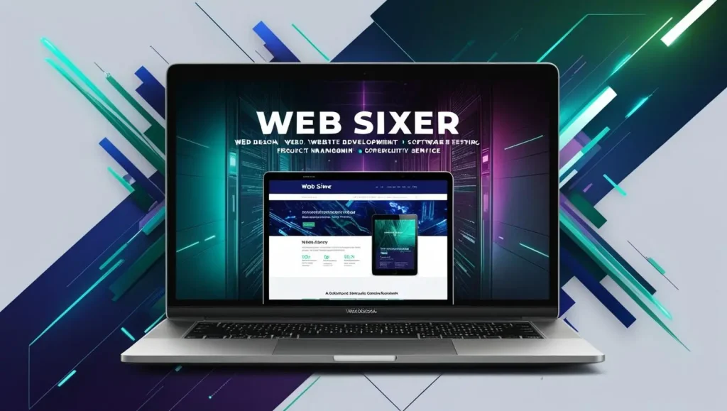Web Sixer project management services showcased with a website display, representing streamlined workflows and efficient project delivery.